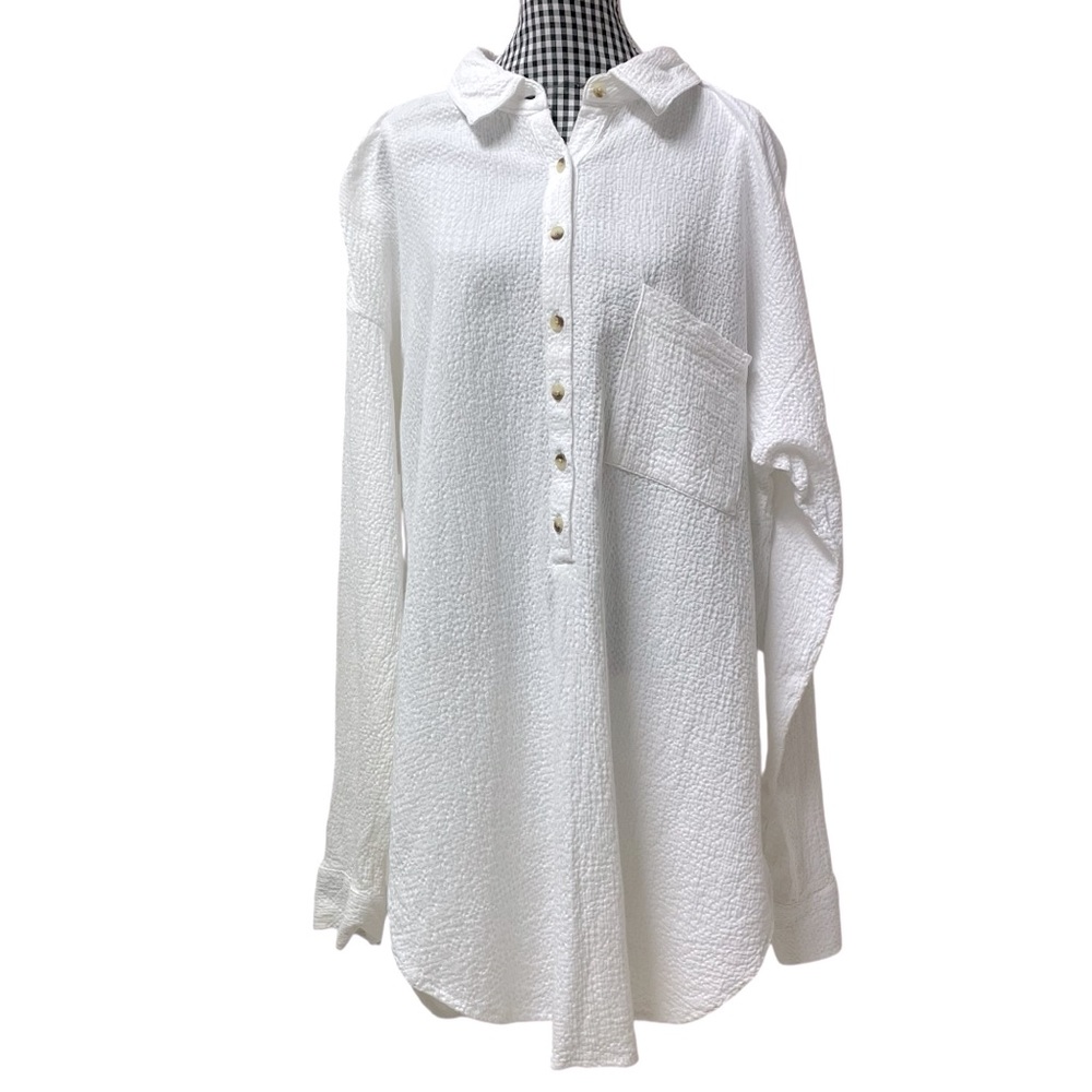 Pilcro and the Letterpress Anthropologie White Long Sleeve Textured Button Up M